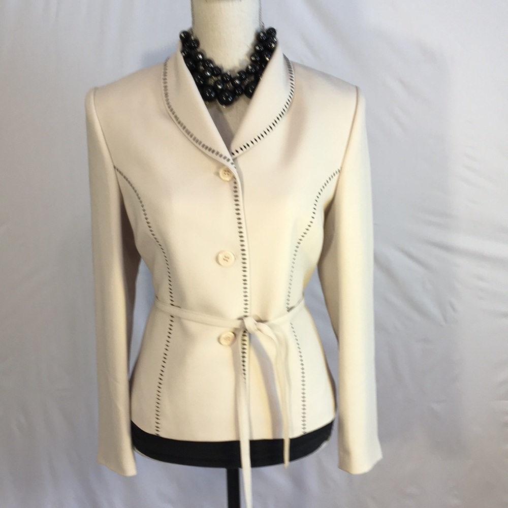 Cream Blazer with black stitching by Essential g
